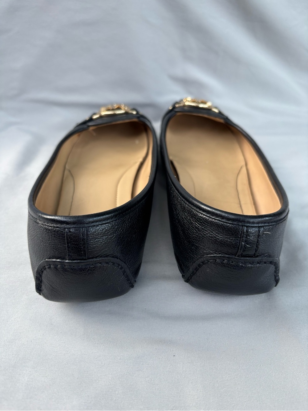 Michael Kors Black Leather MK Medallion Ballet Flats Size 11 - Picture 5 of 6